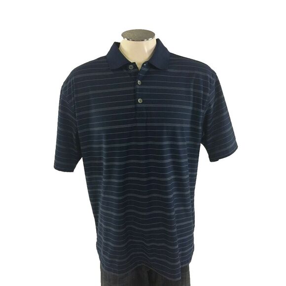 Nike Other - Nike Golf Fit Dry Polo Shirt L Blue White Stripe Short Sleeve Mens